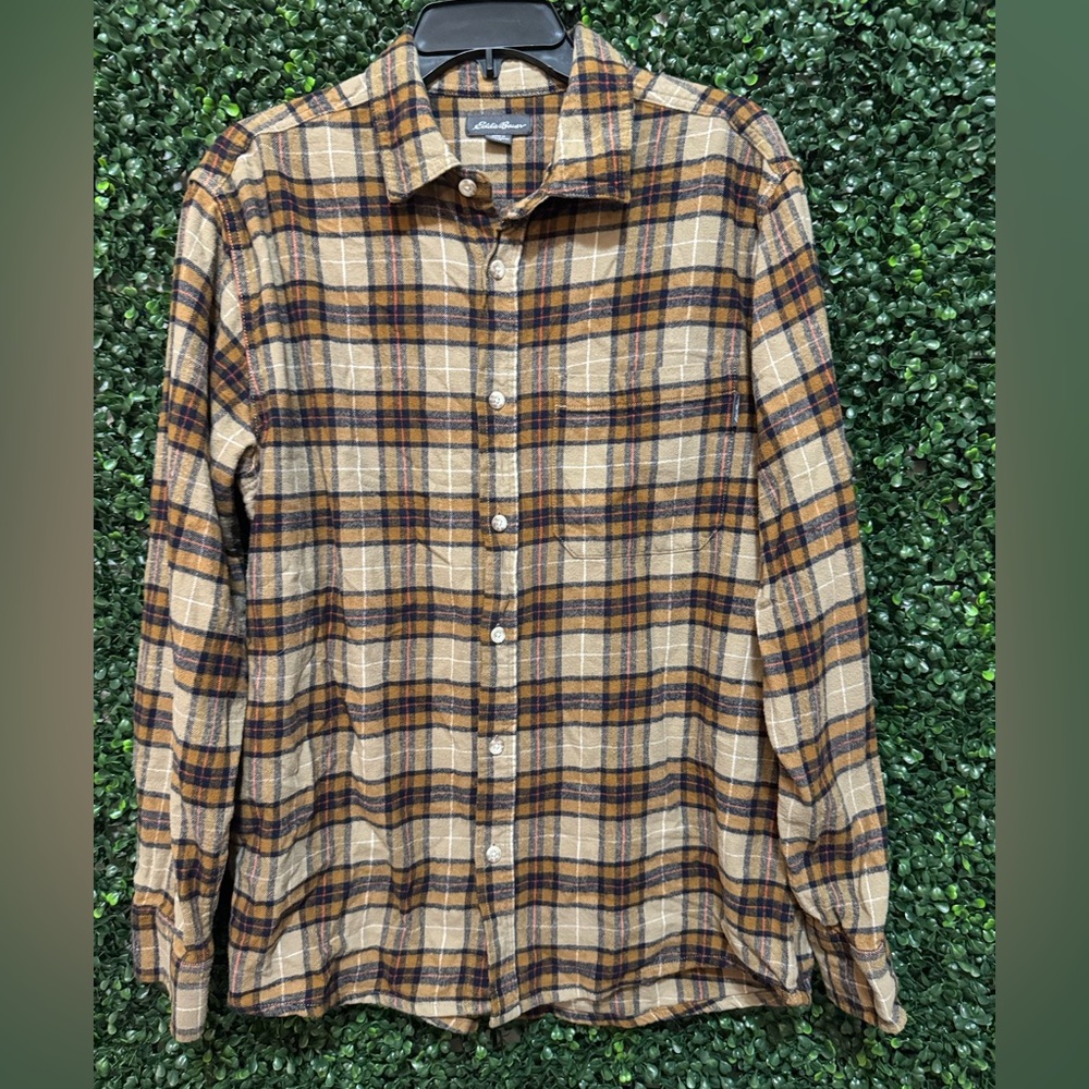 EDDIE BAUER MEN'S PLAID FLANNEL BUTTON DOWN CASUAL SHIRT